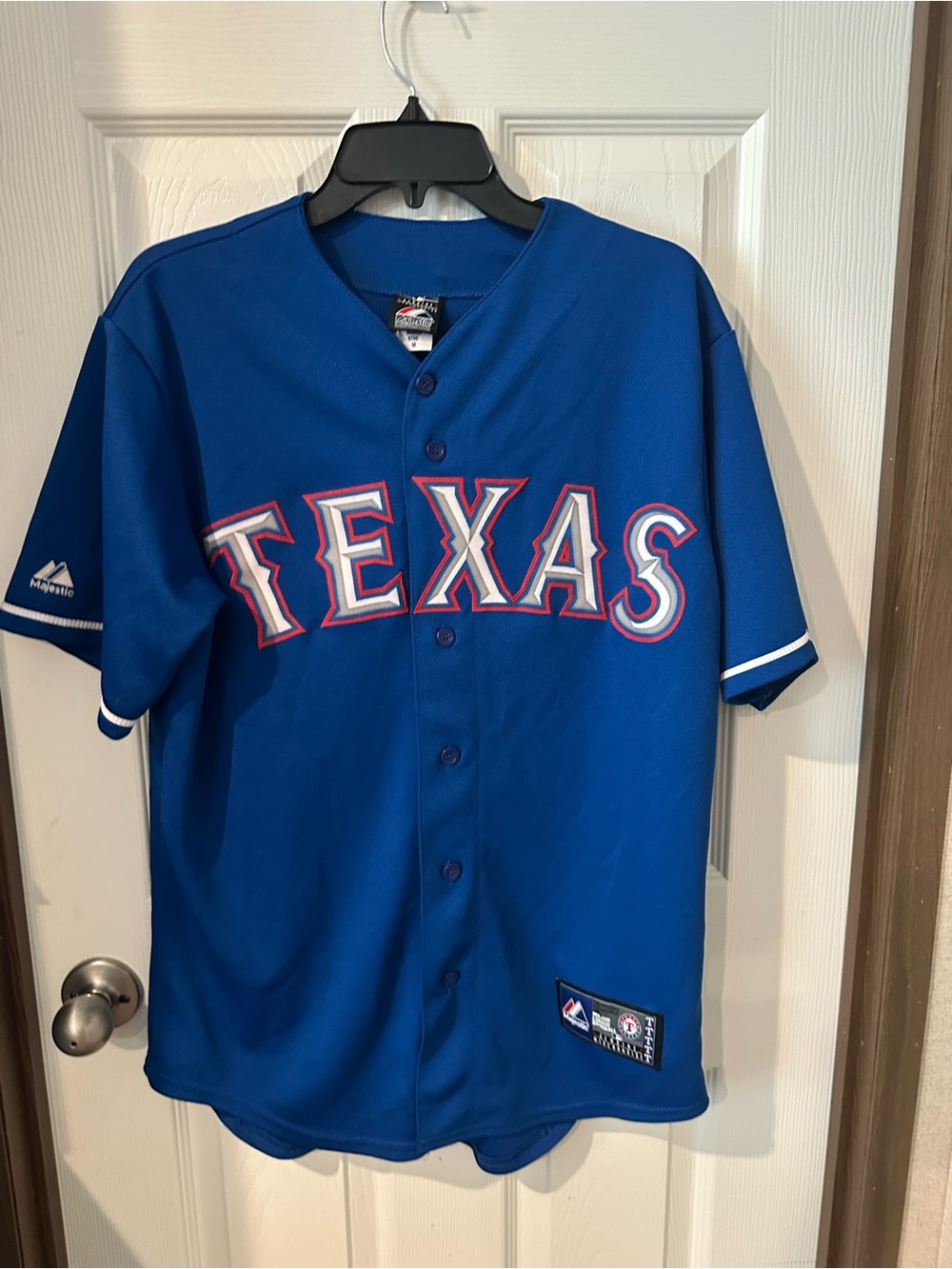 Majestic Texas Rangers Royal Blue Baseball Jersey Patch 17 Cruz Medium